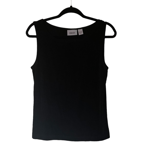 Chico's Tops - Chicos Travelers Black Comfy Tank Top Size 1 with Scoop Neck. Wrinkle Resistant